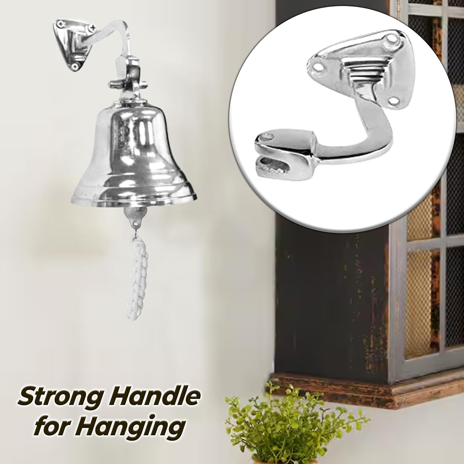 ARSUK 3” Silver Aluminium Ship Bell - Wall Mounted, Loud Sounds for Home & Bar