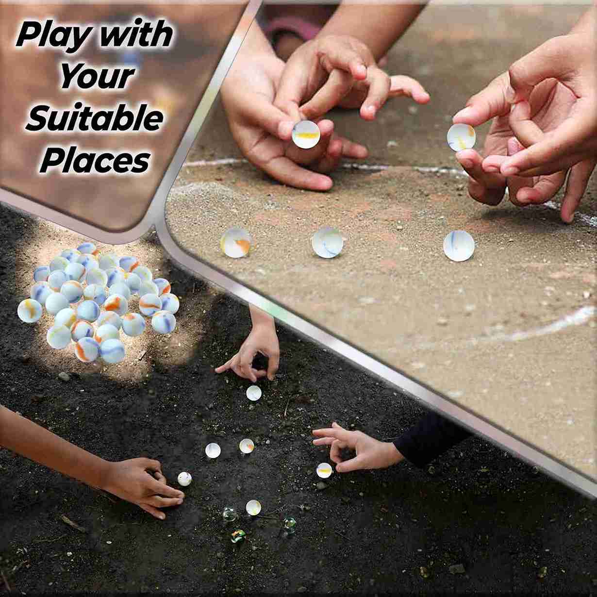 Neez Marbles - Glass Balls for Indoor and Outdoor Games for Kids in a Bag (40 Milky Marbles)