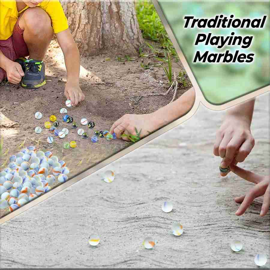 Neez Marbles - Glass Balls for Indoor and Outdoor Games for Kids in a Bag (40 Milky Marbles)