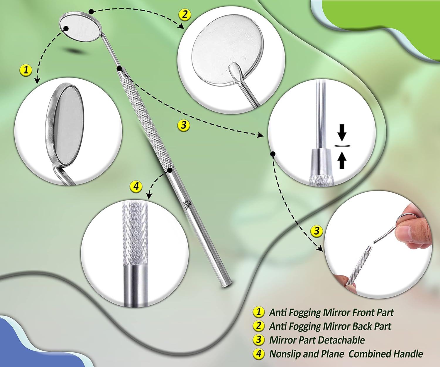 ARSUK -Dental Mirror with Handle - Dental Inspection Mirror - Dental Instruments