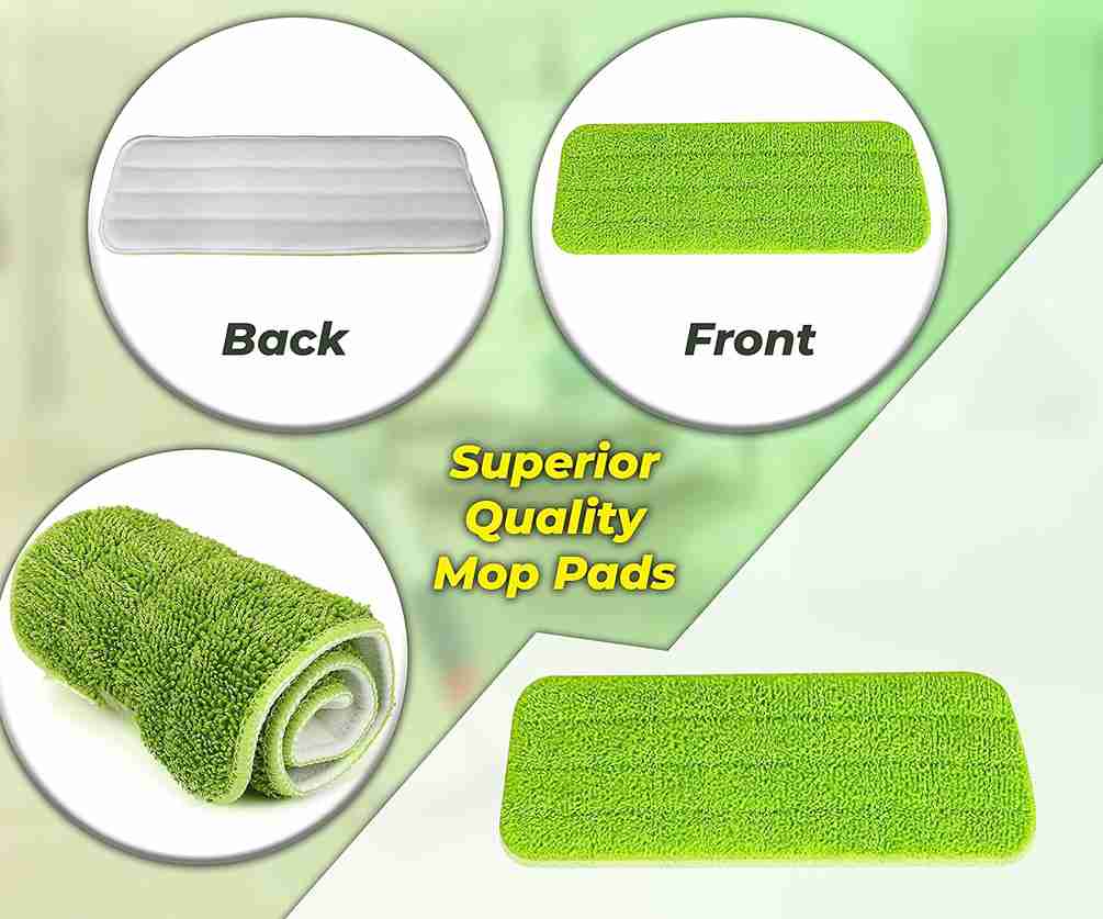 ARSUK 3 Pack Microfiber Replacement Mop Refill Pads for Wet and Dry Floor Cleaning, 41 x 14 cm (Green)