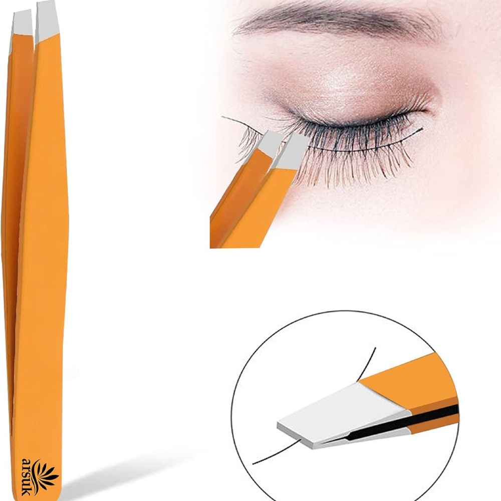 ARSUK Tweezers - Precision Hair Removal Tool (Orange Slanted)