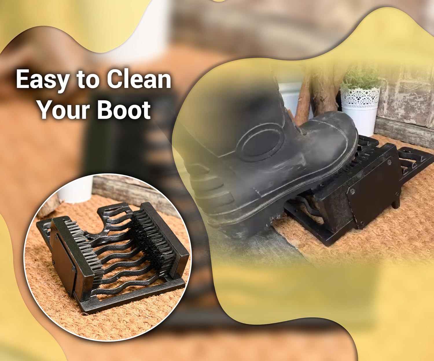 ARSUK Cast Iron Boot Scraper with Brushes - Outdoor Welly Remover & Cleaner