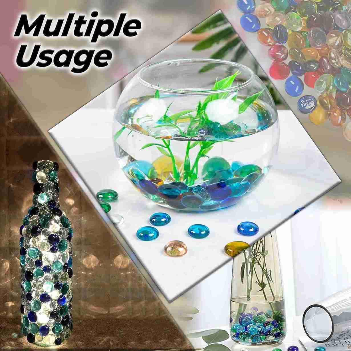 ARSUK Decorative Glass Pebbles - Vase Filler, Aquarium, Craft, Garden (170-180pcs Mix Pebbles)