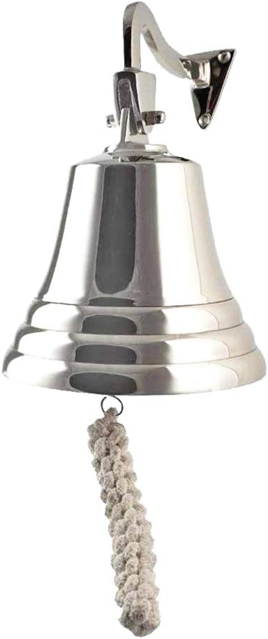 ARSUK 5” Silver Aluminium Ship Bell - Wall Mounted, Loud Sounds for Home & Bar