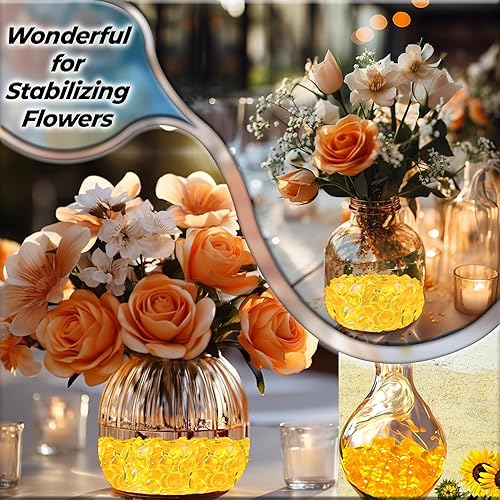 ARSUK Decorative Glass Pebbles - Vase Filler, Aquarium, Craft, Garden (180pcs Yellow Pebbles)