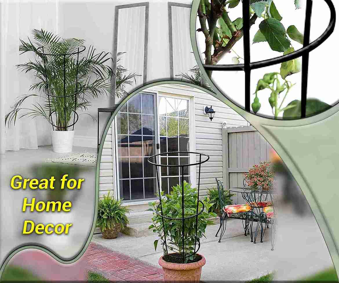 Arsuk Conical Plant Support Metal for Garden, Grow Through Circular Peony Cage 50 x 30 x 25cm (Black)