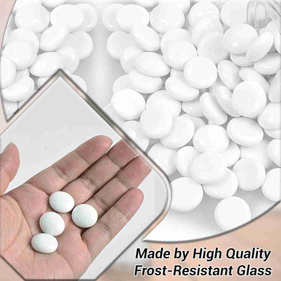 ARSUK Decorative Glass Pebbles - Vase Filler, Aquarium, Craft, Garden (80 Pieces - White Pebbles)