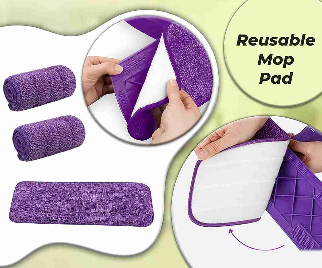 ARSUK 3 Pack Microfiber Replacement Mop Refill Pads for Wet and Dry Floor Cleaning, 41 x 14 cm (Purple)