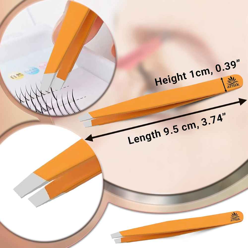 ARSUK Tweezers - Precision Hair Removal Tool (Orange Slanted)