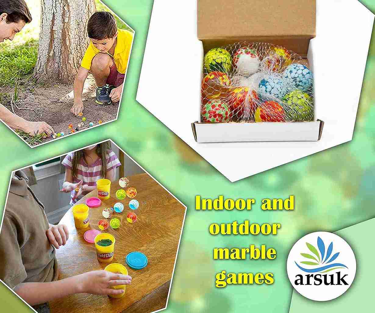 Neez Marbles - Glass Balls for Indoor and Outdoor Games for Kids in a Bag (10 PCS Dotted)