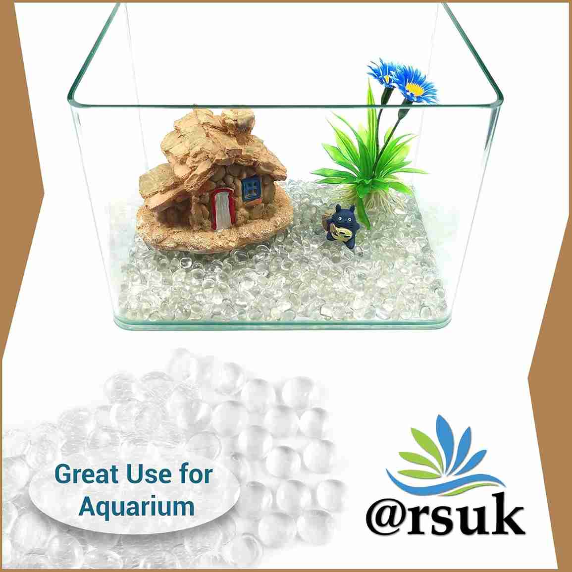 ARSUK Decorative Glass Pebbles - Vase Filler, Aquarium, Craft, Garden (70-80 Clear Pebbles