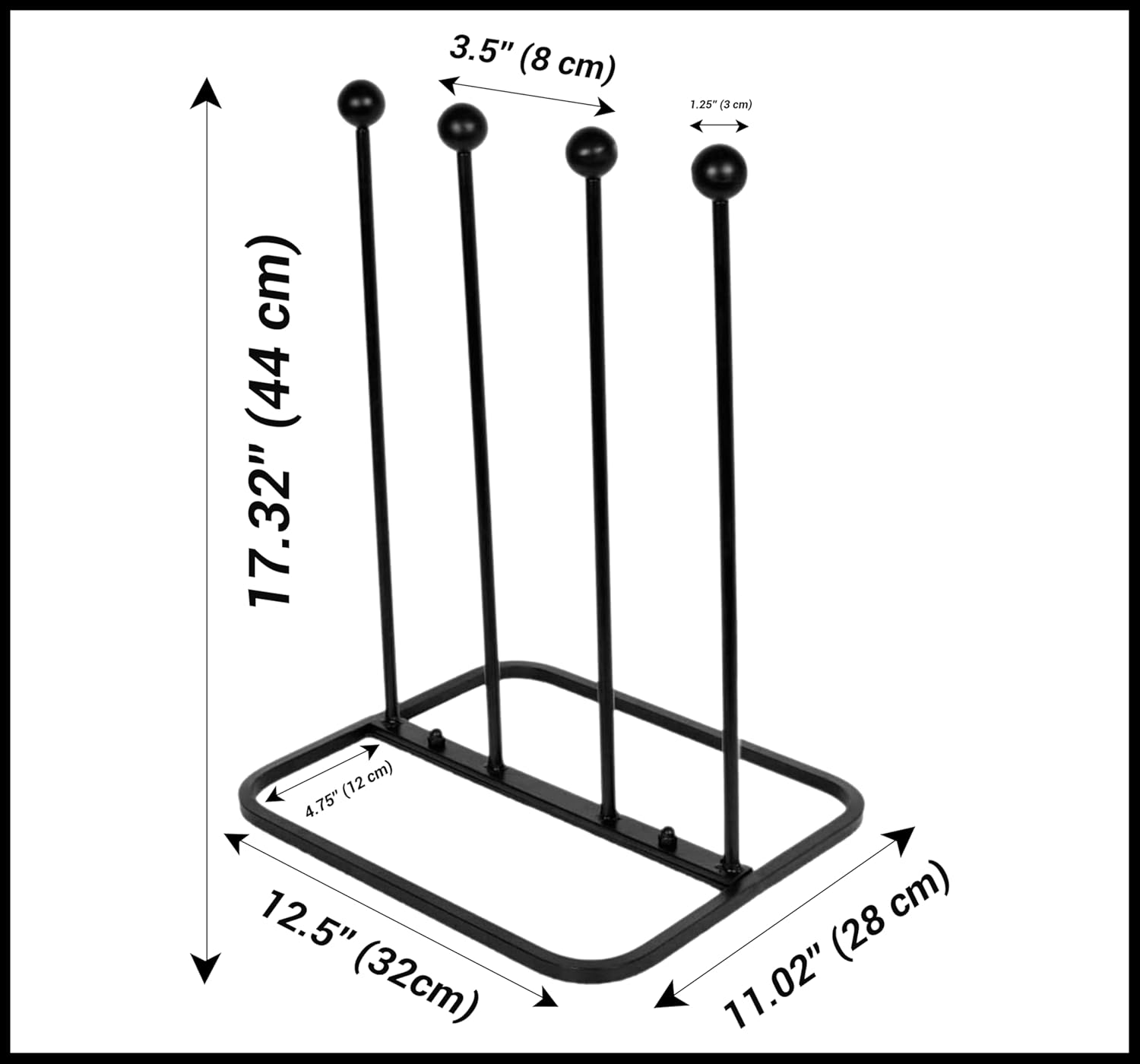 ARSUK Welly Boot Rack - Holds 2 or 4 Pairs, Sturdy Cast Iron Shoe Organizer