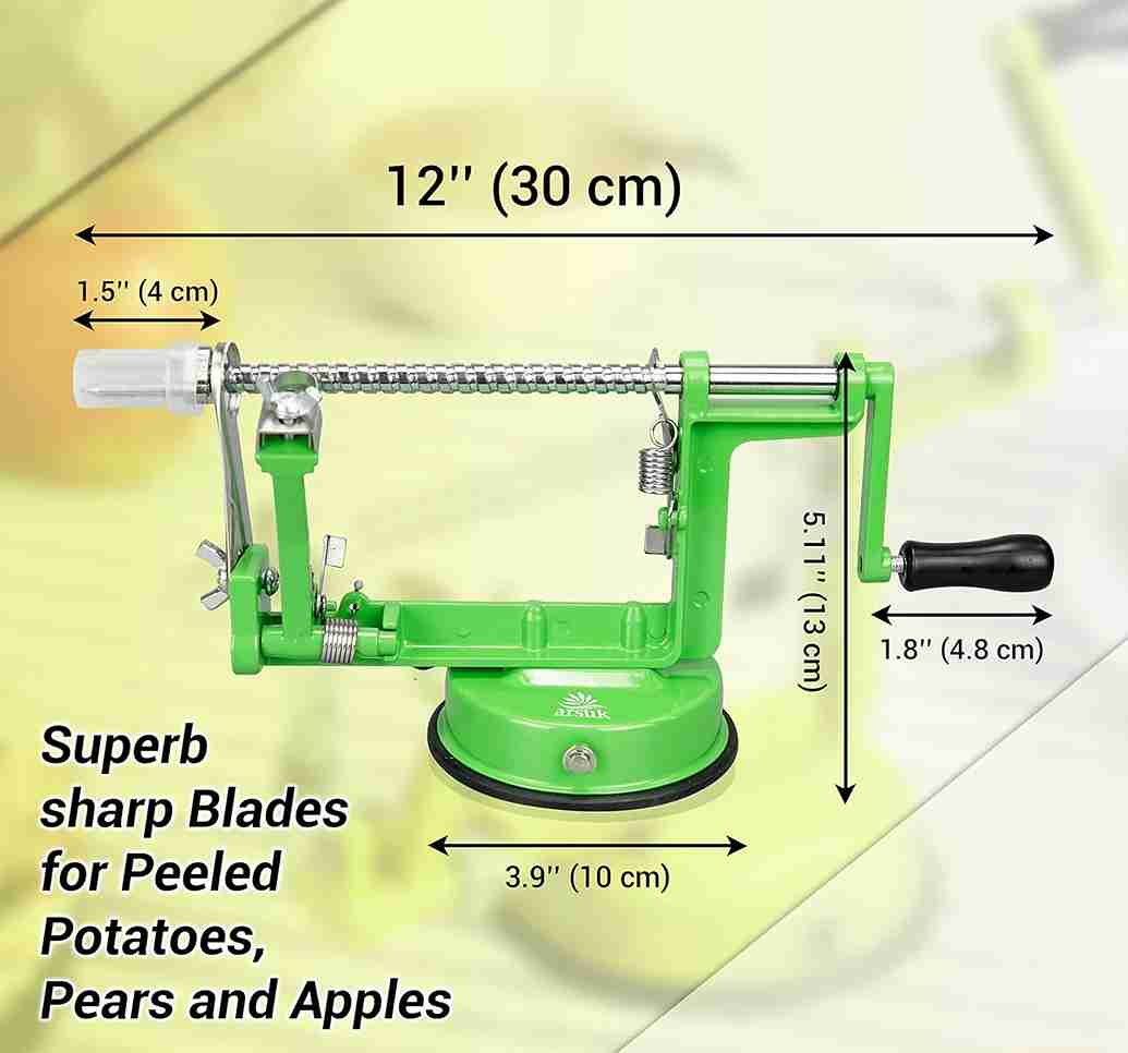 ARSUK Apple Peeler - Stainless Steel Fruit and Vegetable Peeler, Corer, and Slicer (Green)