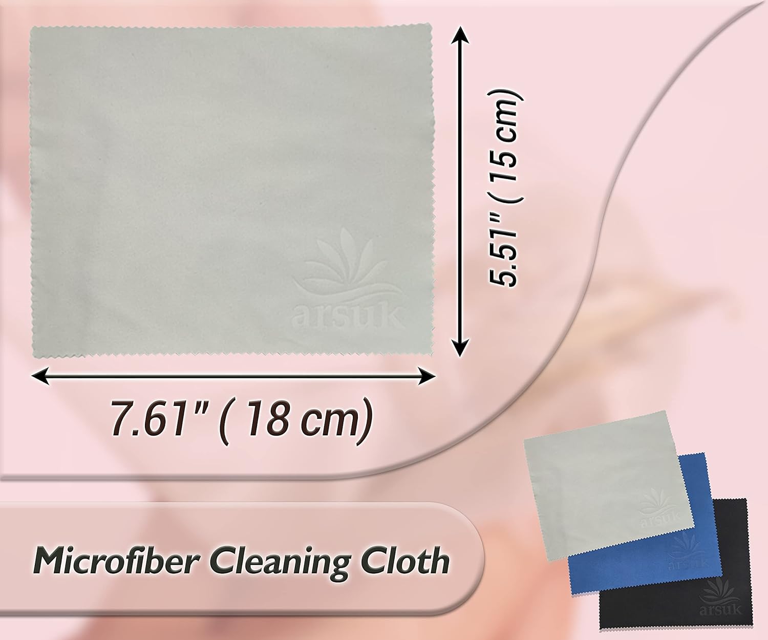 ARSUK Microfibre Cleaning Cloth - 12 Pack for Lenses, Screens, and Devices (15 x 18 cm)