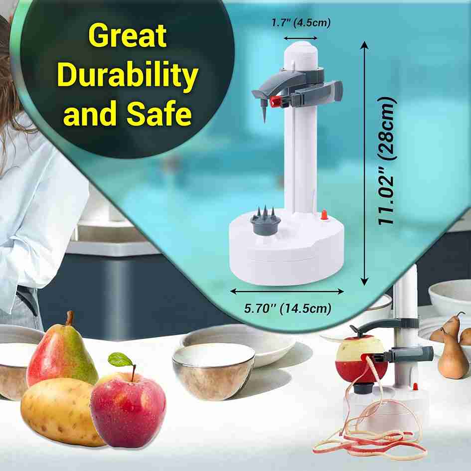 ARSUK Electric Potato and Apple Peeler - Automatic Corer & Cutter with 3 Blades (White)