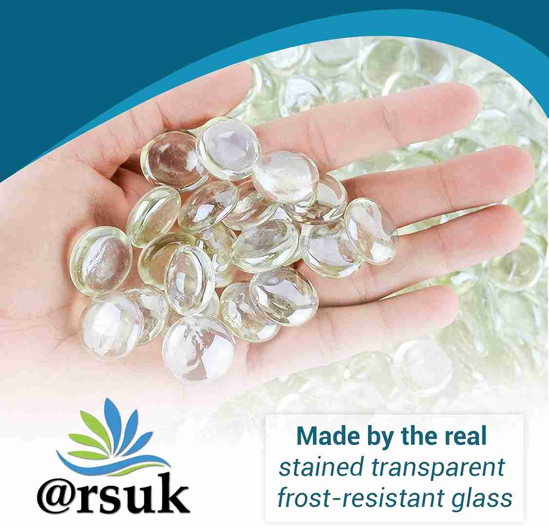 ARSUK Decorative Glass Pebbles - Vase Filler, Aquarium, Craft, Garden (180pcs Clear Pebbles)