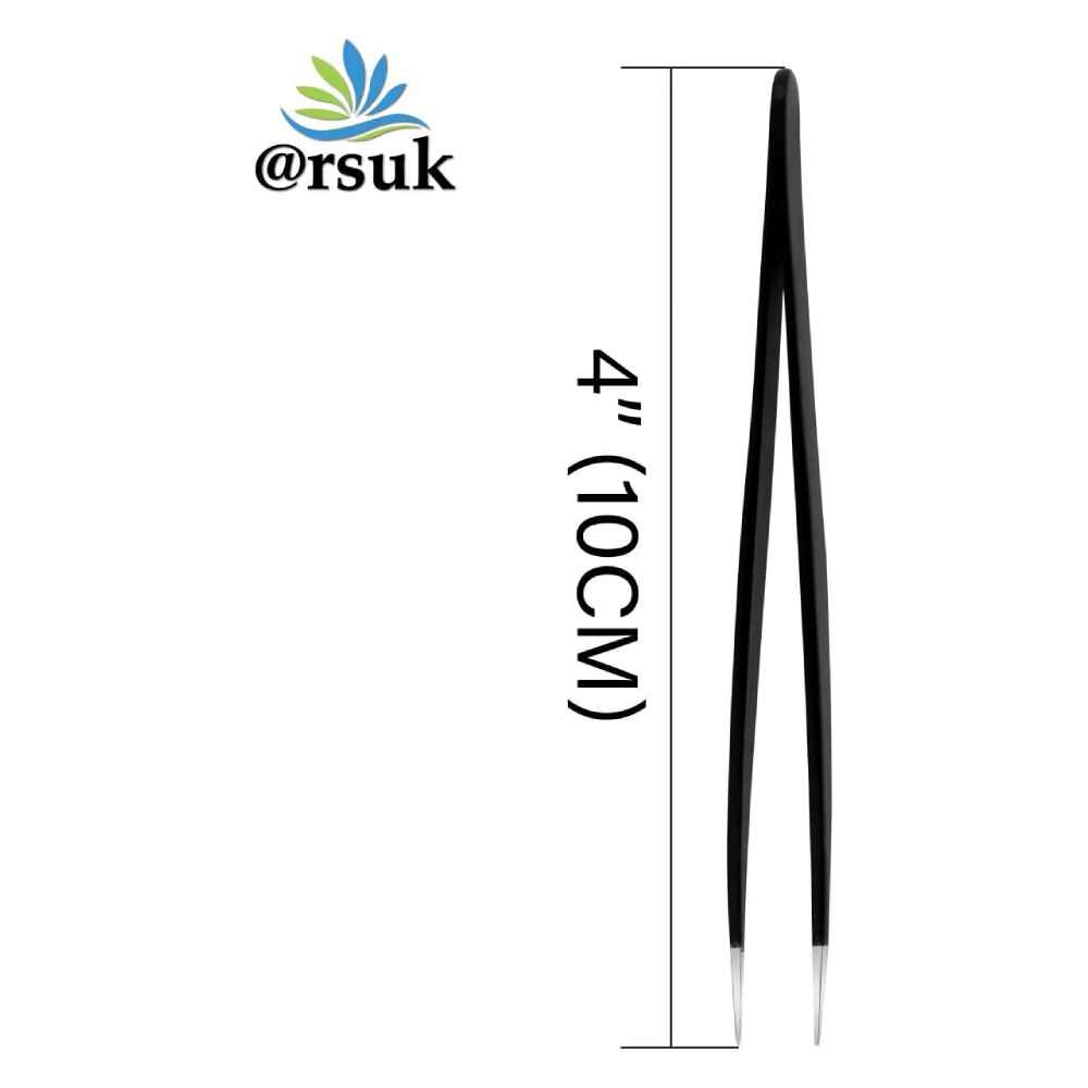 ARSUK Tweezers - Precision Hair Removal Tool (Black Pointed)