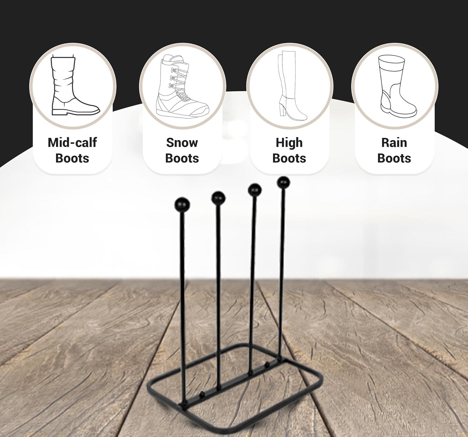 2-Pair Welly Boot Rack - Cast Iron, Outdoor Shoe Organizer