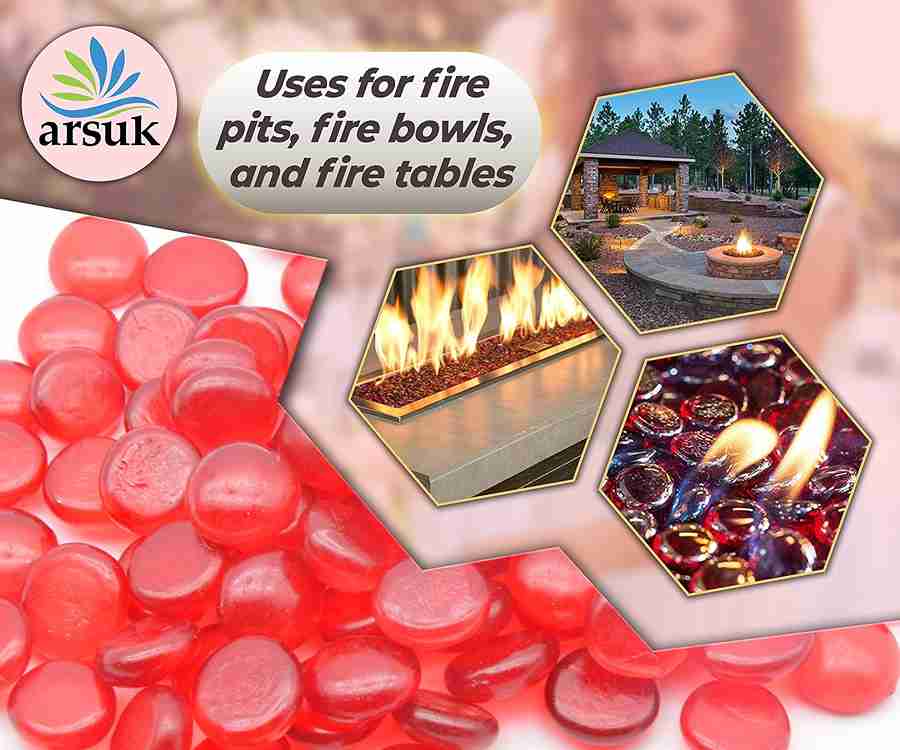 ARSUK Decorative Glass Pebbles - Vase Filler, Aquarium, Craft, Garden (170-180 Red Pebbles)