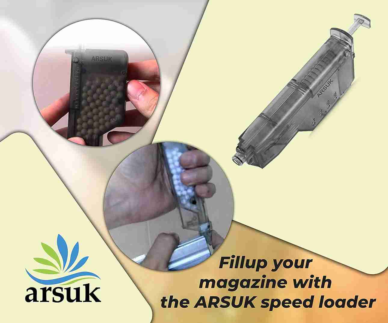 ARSUK Airsoft Speed Loader High Capacity Loading Tool for Softair BB Pellets 6mm (155 Rounds Black)