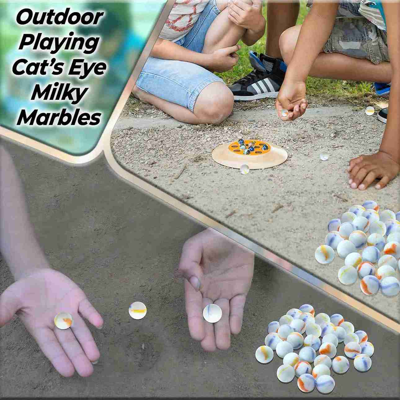 Neez Marbles - Glass Balls for Indoor and Outdoor Games for Kids in a Bag (40 Milky Marbles)