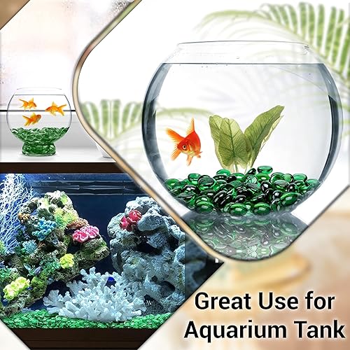 ARSUK Decorative Glass Pebbles - Vase Filler, Aquarium, Craft, Garden (70-80 Green Pebbles)