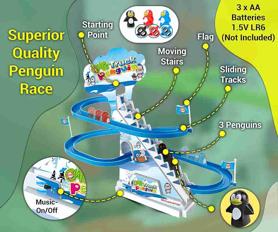 ARSUK Musical Penguin Race Toy: Fun Retro Track Game for Kids