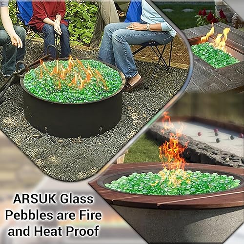 ARSUK Decorative Glass Pebbles - Vase Filler, Aquarium, Craft, Garden (70-80 Green Pebbles)