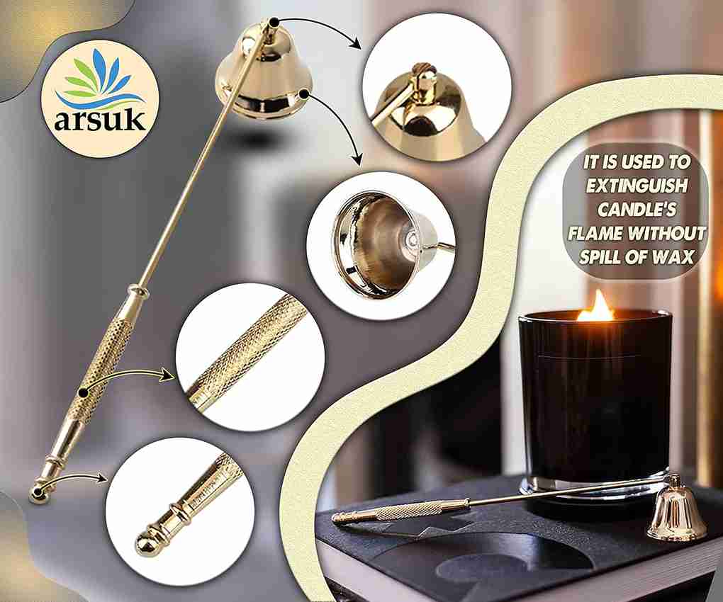 ARSUK Candle Snuffer - 3 in 1 Candle Wick Trimmer Set, Candle Care Kit with Cutter, Snuffer, Wick Dipper  (Set of 3pcs)