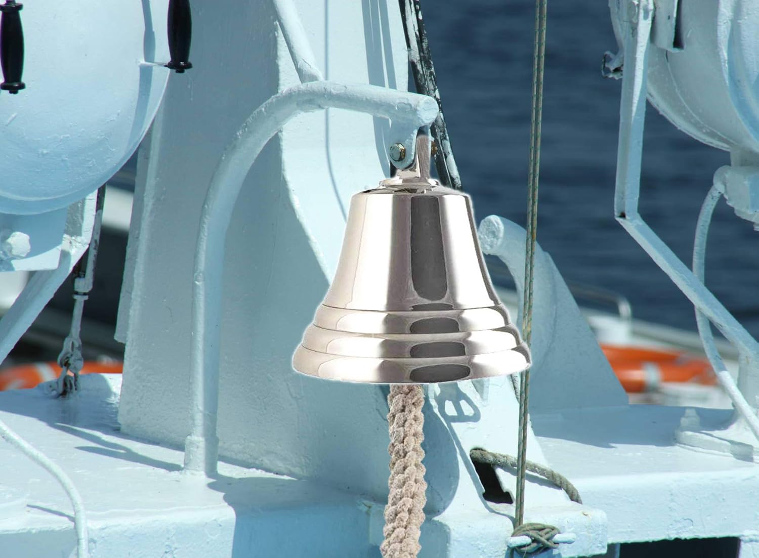 ARSUK 5” Silver Aluminium Ship Bell - Wall Mounted, Loud Sounds for Home & Bar