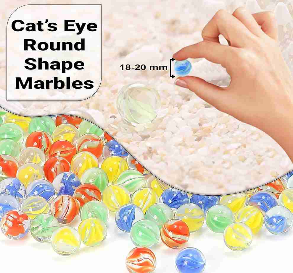 Neez Marbles - Glass Balls for Indoor and Outdoor Games for Kids in a Bag (40 Colour Marbles)