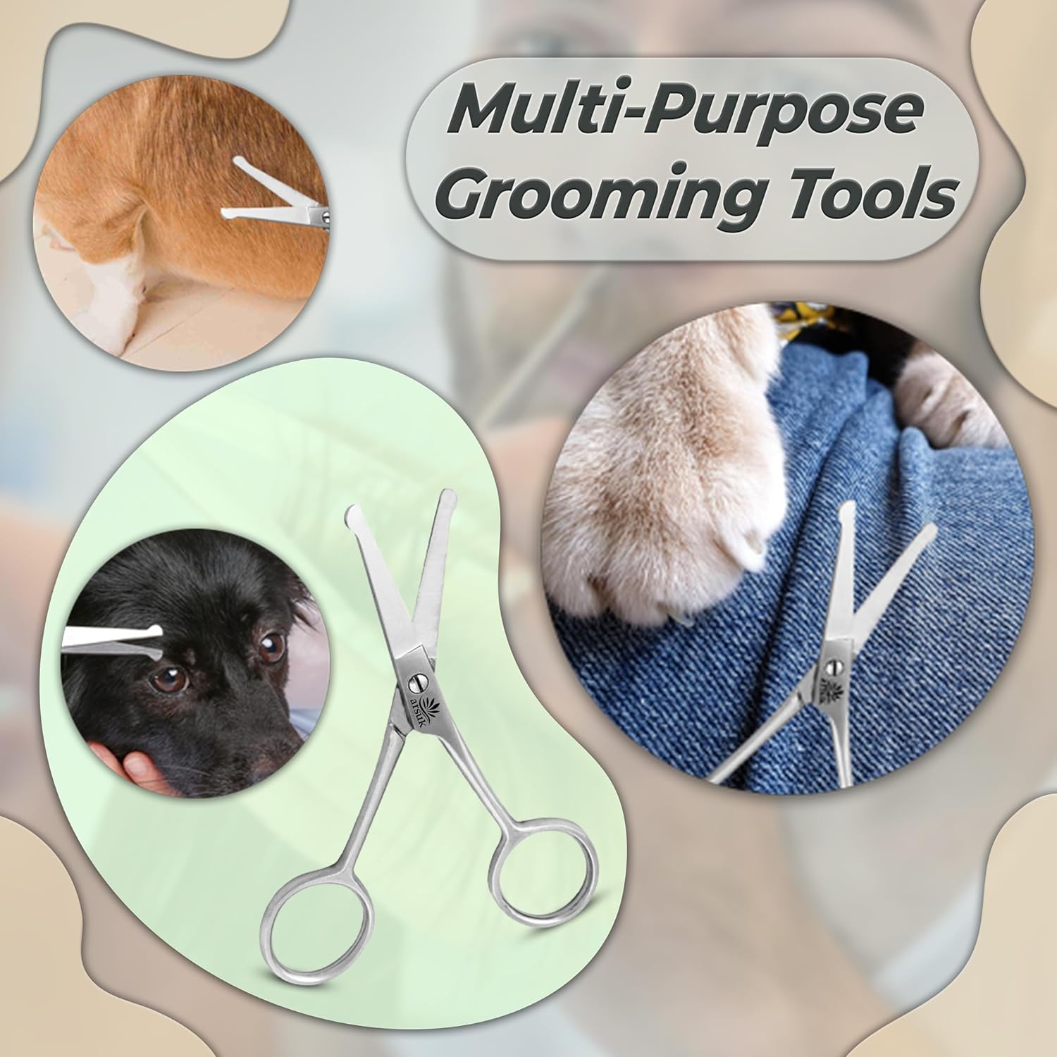 4.5” Pet Grooming Scissors - Stainless Steel, Safe & Sharp