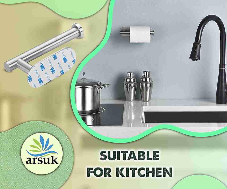 ARSUK Toilet Roll Holder Wall Mounted -Toilet Tissue Holder Self Adhesive with Shelf (L Shaped Chrome)