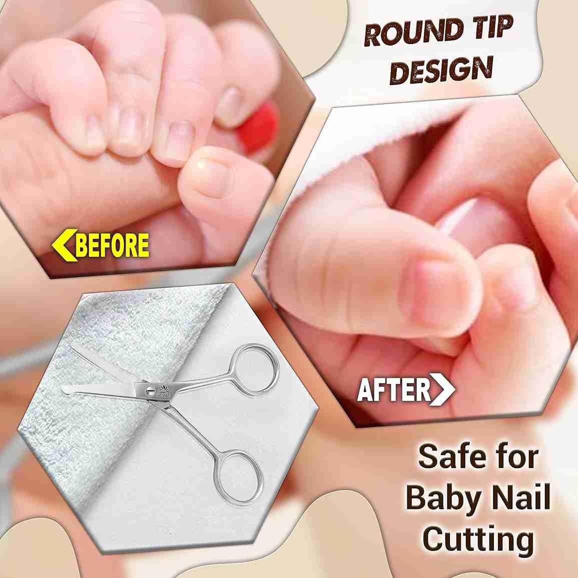 Baby Nail Scissors – Blunt Round Tip, 4 Inch Multi-Purpose Scissors for Baby Nails & Hair