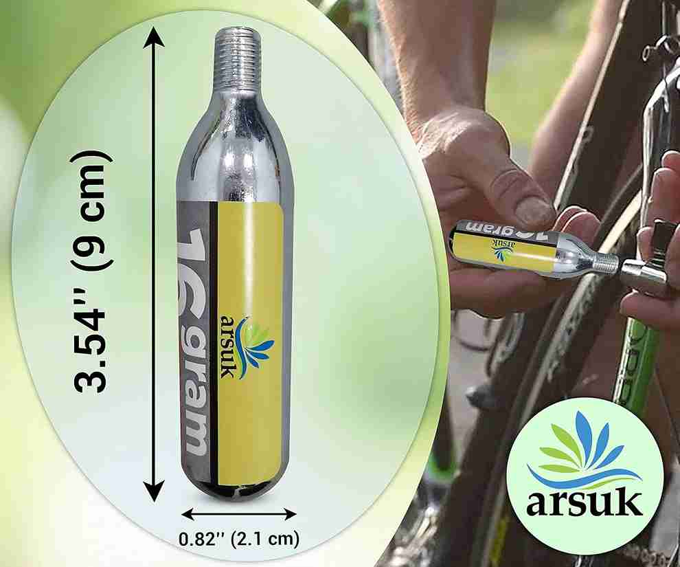 ARSUK 16g CO2 Cartridges Threaded Gas Capsule Quick Air Refill - For CO2 Bike Bicycle Inflator Pump