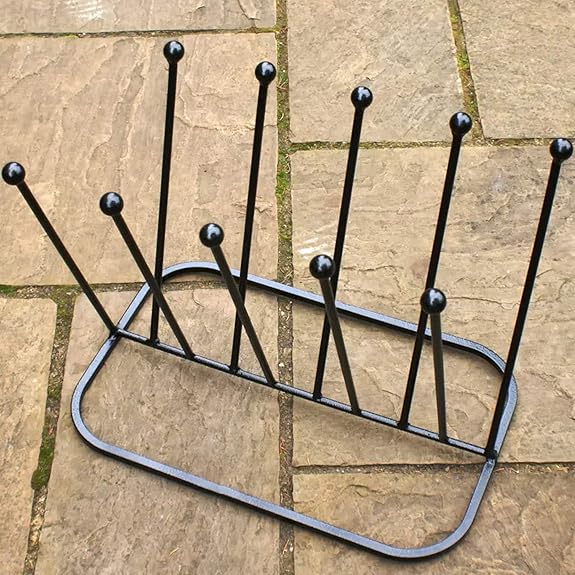 4-Pair Welly Boot Rack - Cast Iron, Outdoor Shoe Organizer