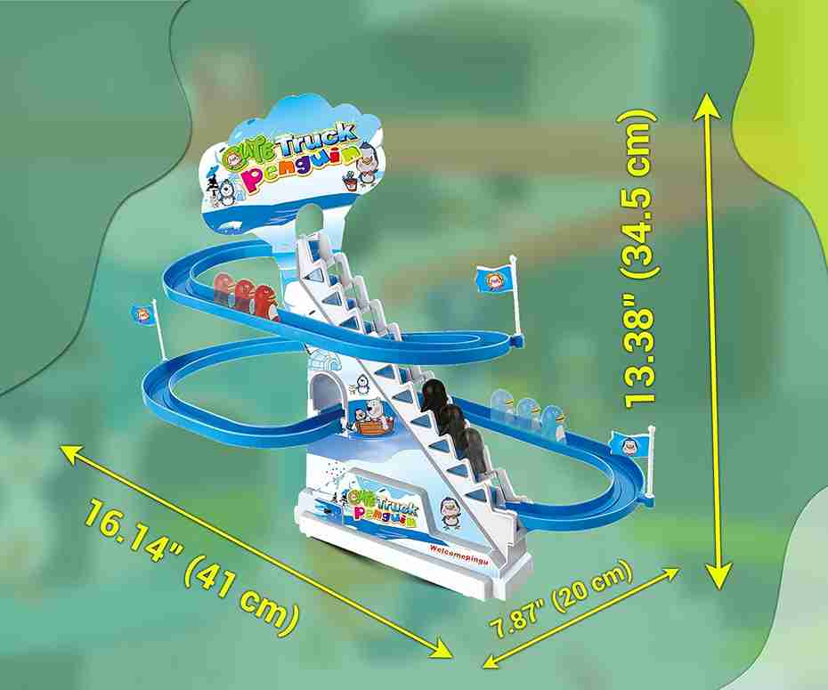 ARSUK Penguin Go Racer Playful Track Toy with Slide & Music, Climbing Stairs Toys for Toddlers and Kids