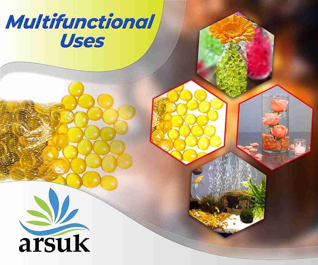 ARSUK Decorative Glass Pebbles - Vase Filler, Aquarium, Craft, Garden (70-80 yellow pebbles)