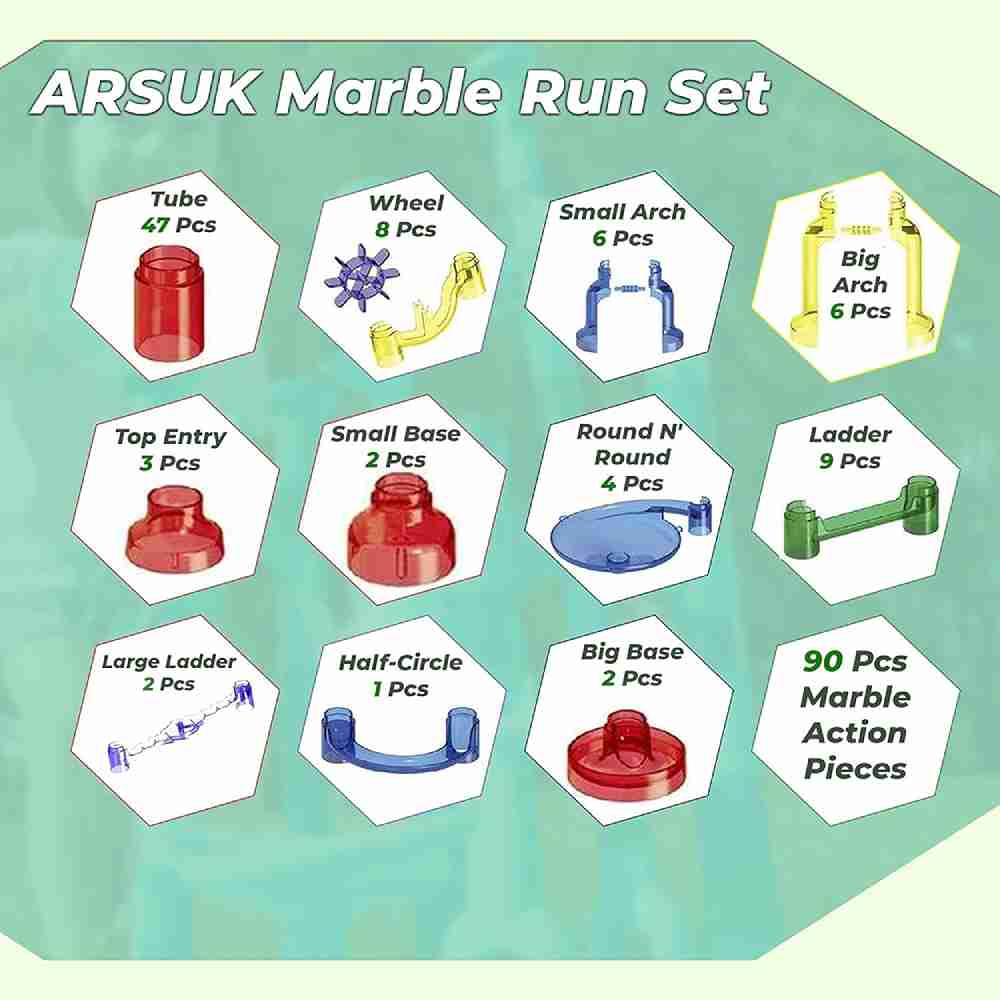 ARSUK Marble Run 152pcs Construction STEM Toys Marble Mania Learning Toy for Kids Boys or Girls