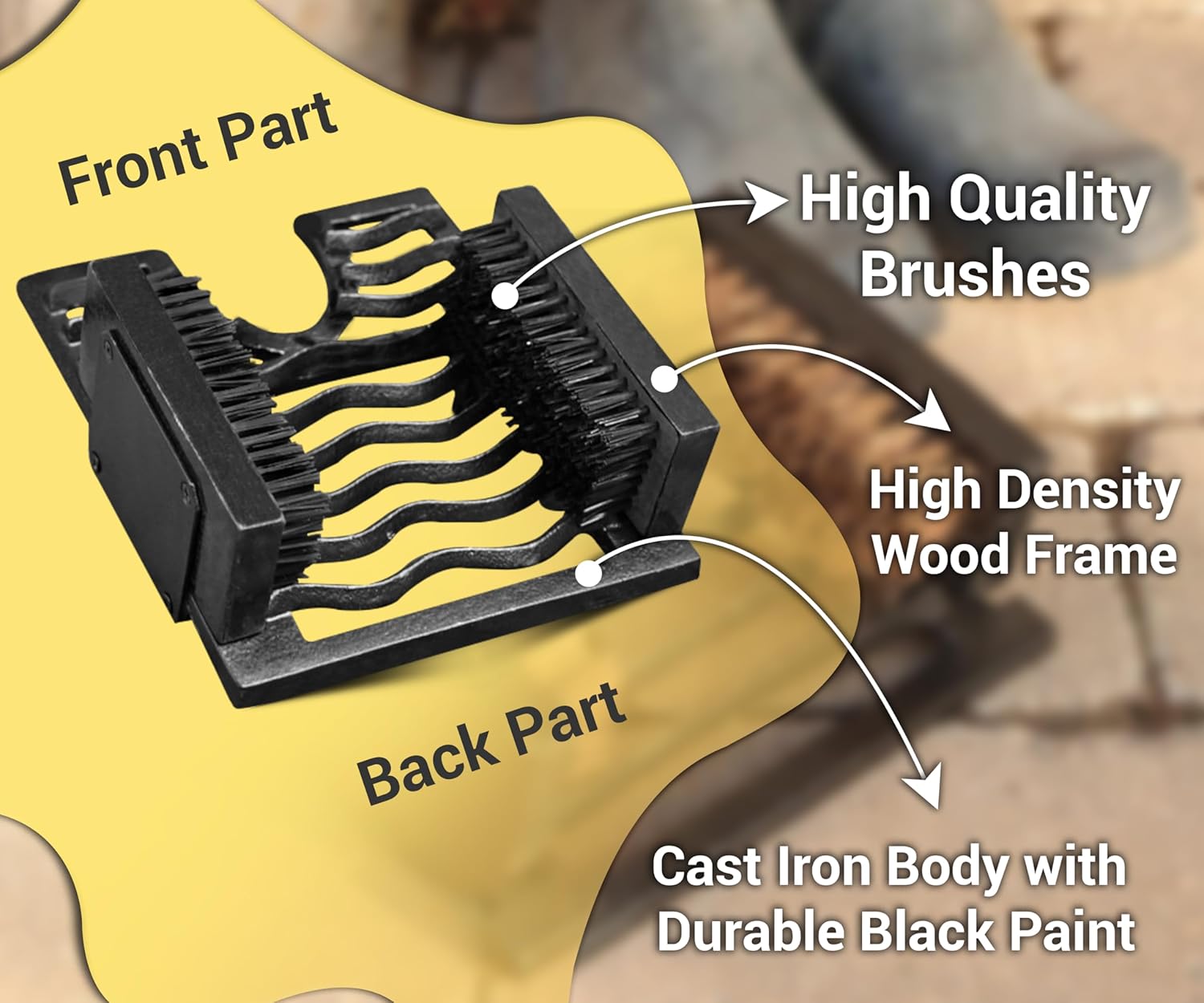 ARSUK Cast Iron Boot Scraper with Brushes - Outdoor Welly Remover & Cleaner