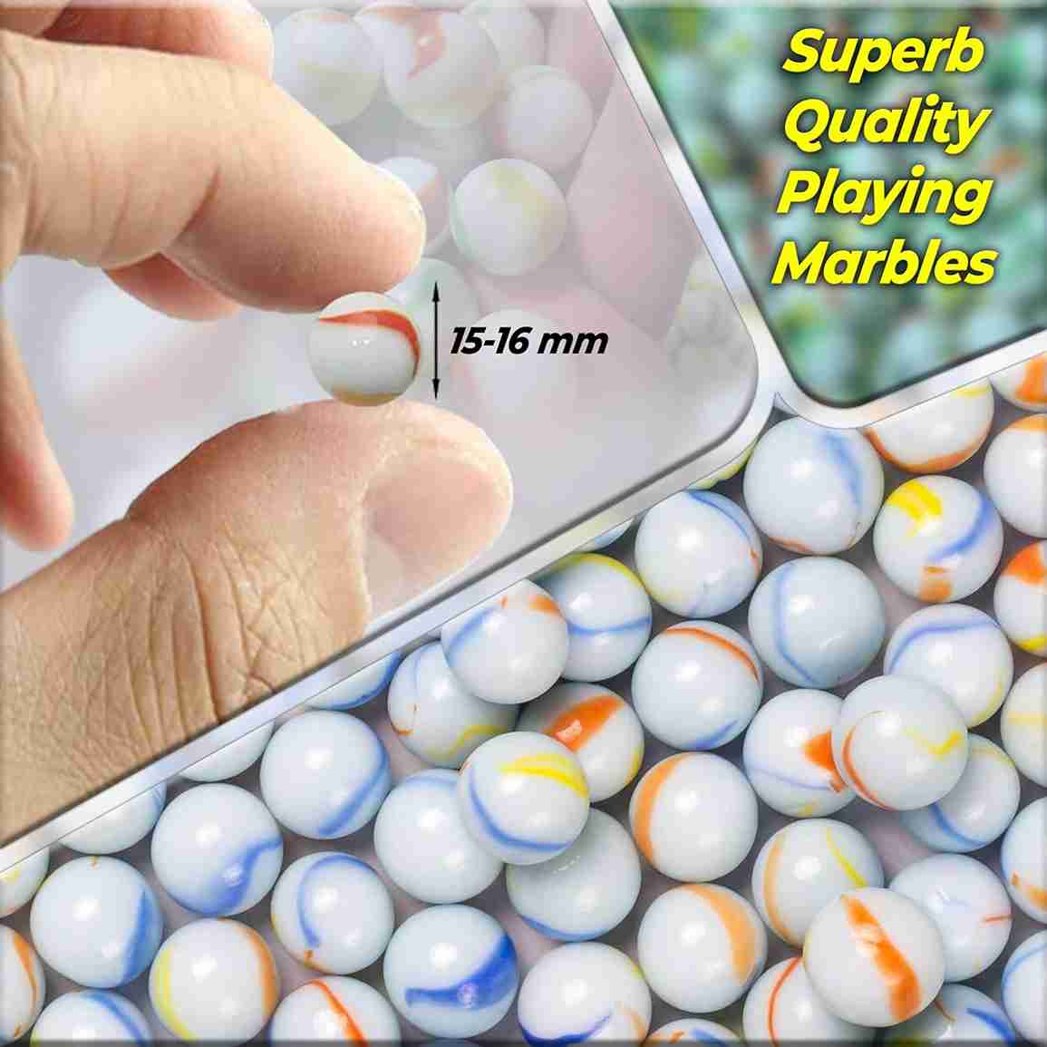 Neez Marbles - Glass Balls for Indoor and Outdoor Games for Kids in a Bag (40 Milky Marbles)