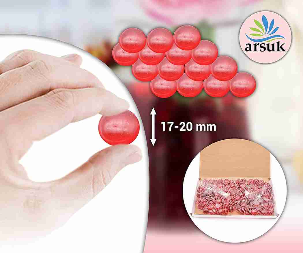 ARSUK Decorative Glass Pebbles - Vase Filler, Aquarium, Craft, Garden (170-180 Red Pebbles)