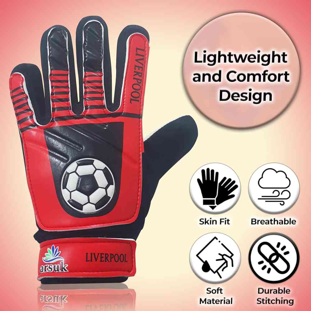 Junior Goalkeeper Gloves: Strong grip for tough saves and finger protection (Liverpool)