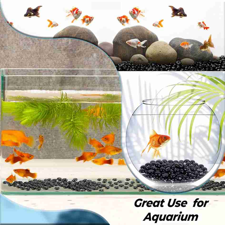 ARSUK Decorative Glass Pebbles - Vase Filler, Aquarium, Craft, Garden (100 Black Pebbles)