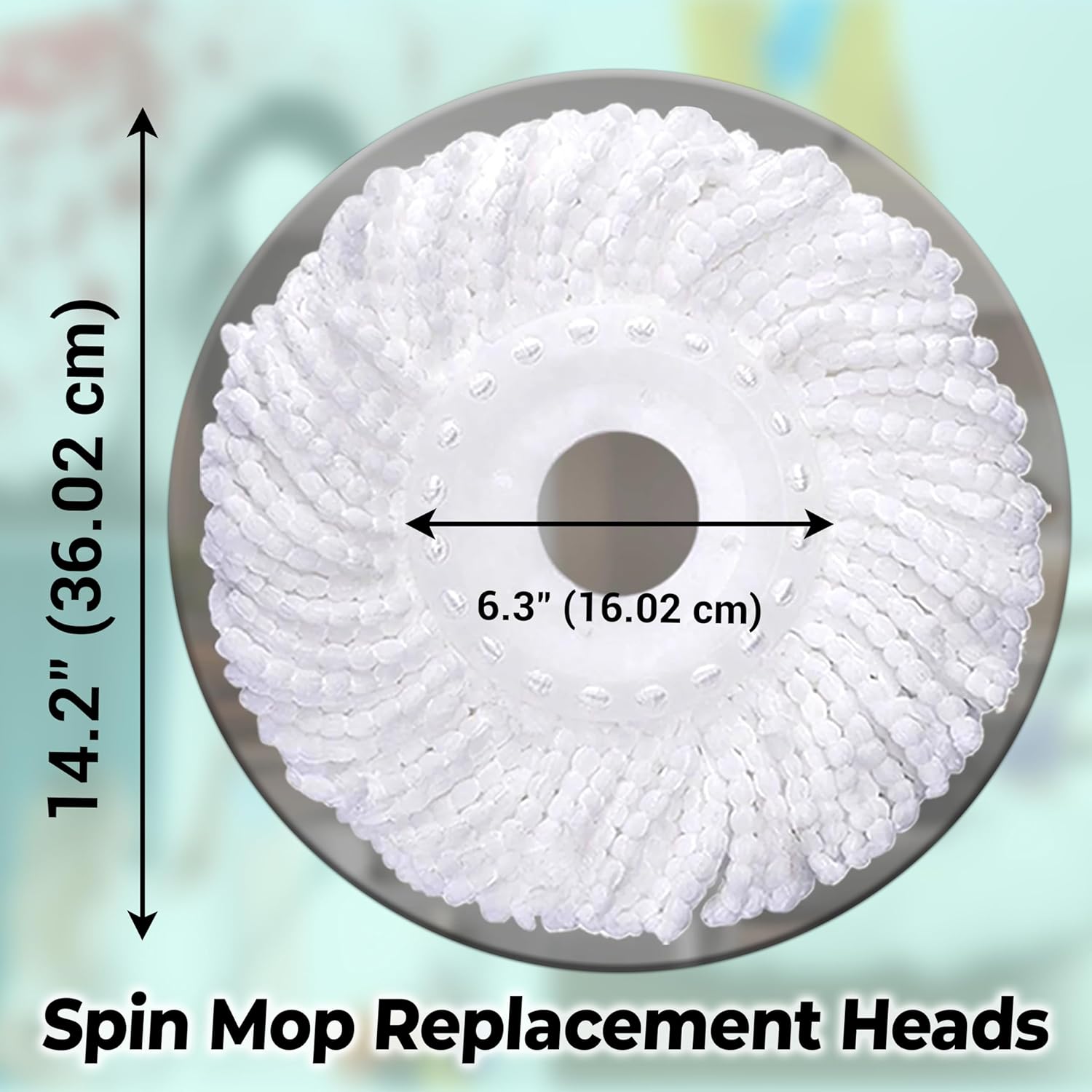 2 Pack Replacement Mop Heads Refill for 360° Rotating Round Spin Magic Microfibre