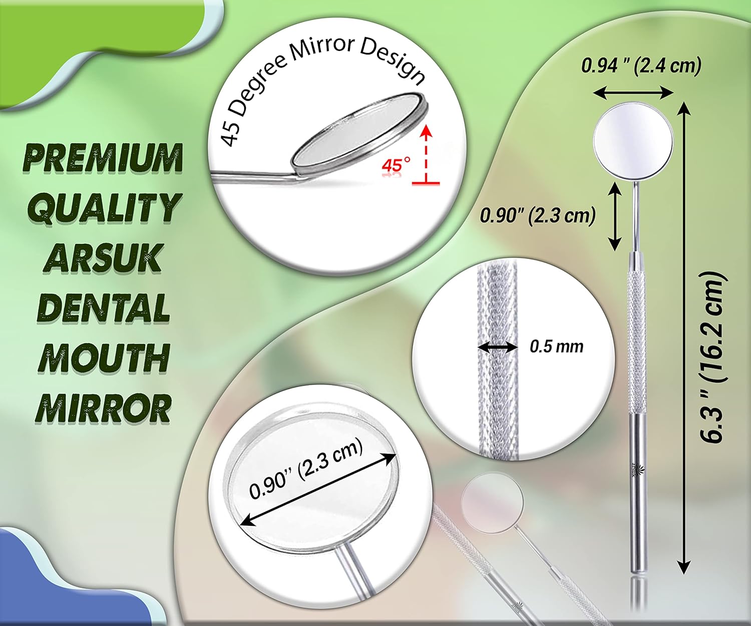 ARSUK -Dental Mirror with Handle - Dental Inspection Mirror - Dental Instruments