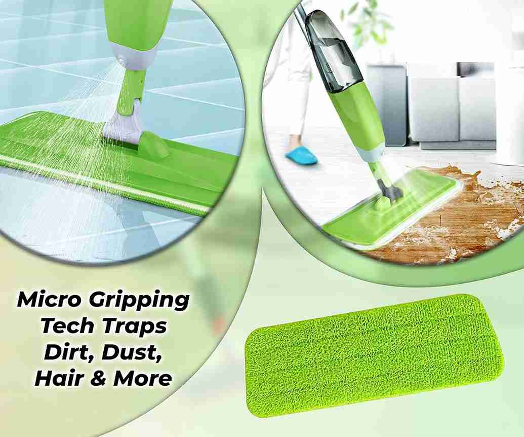 ARSUK 3 Pack Microfiber Replacement Mop Refill Pads for Wet and Dry Floor Cleaning, 41 x 14 cm (Green)