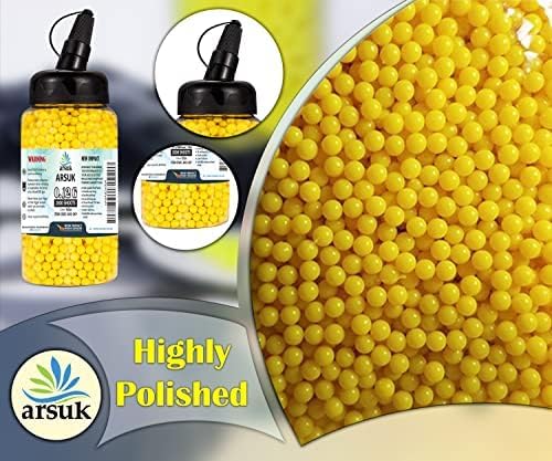 ARSUK Airsoft BB Pellets High Grade and Smooth Polished Plastic Paintballs Content (0.12g Bottle 2000 Yellow)