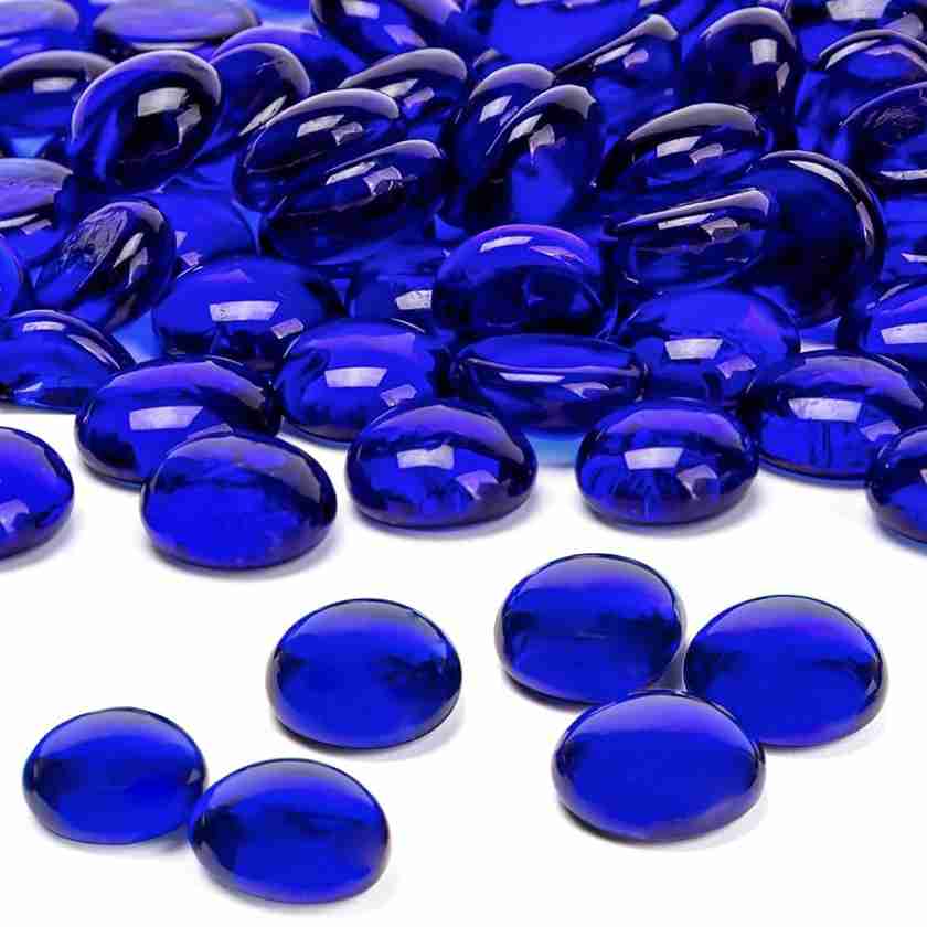 ARSUK Decorative Glass Pebbles - Vase Filler, Aquarium, Craft, Garden (170-180pcs Blue Pebbles)